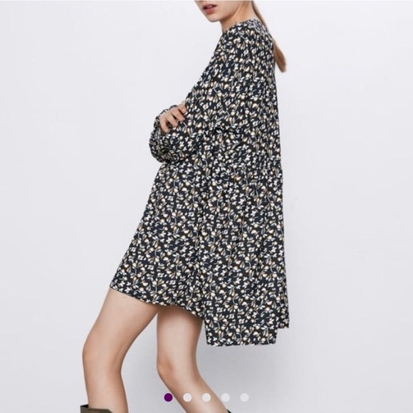 Zara - Floral Babydoll Mini Dress - Picture 1 of 4